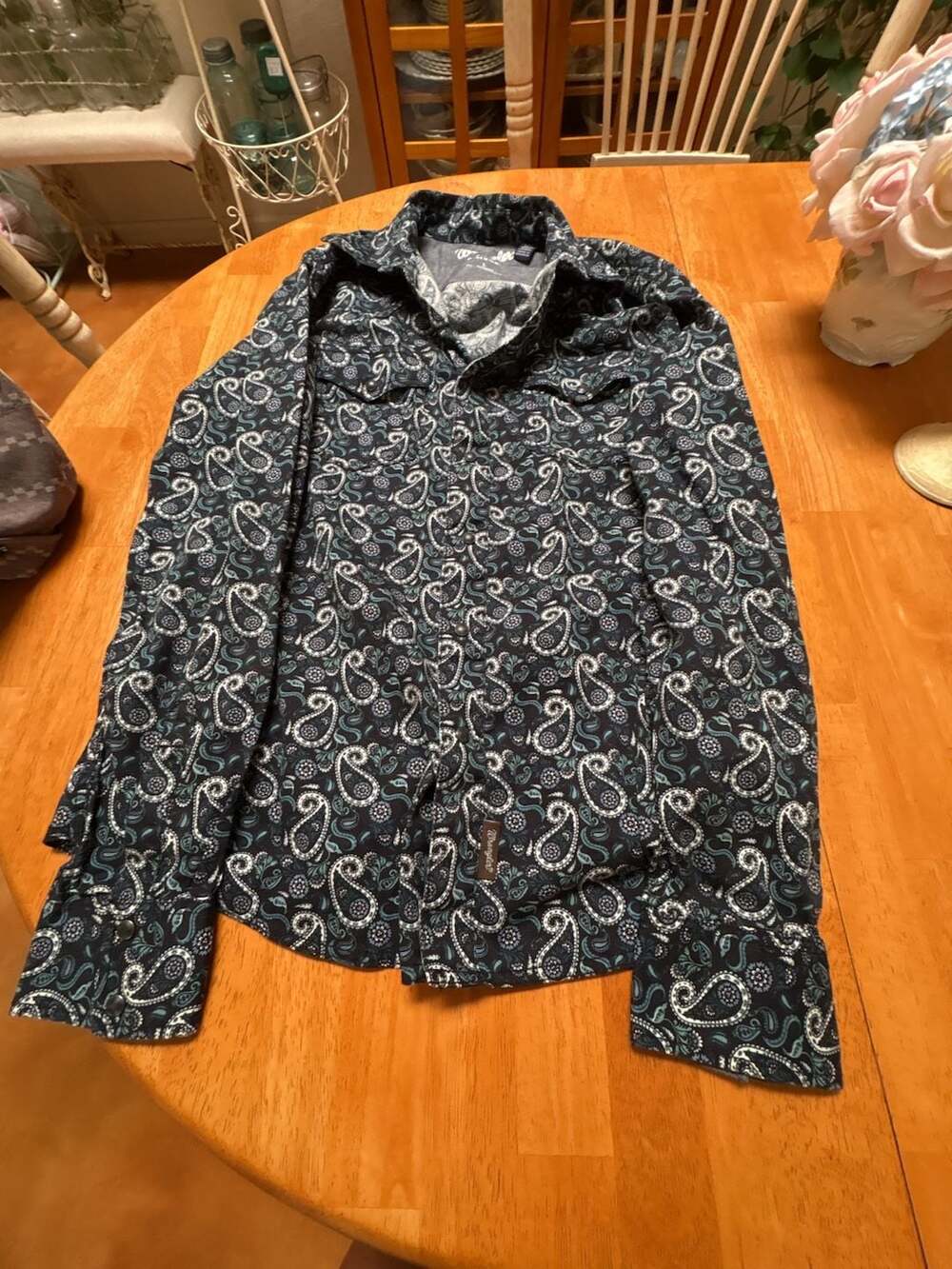 Wrangler Retro Men's Paisley Print Long Sleeve Snap Western Shirt